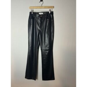 Marc New York Jeans Black Faux Leather Straight Leg Pants Womens 6 High Rise
